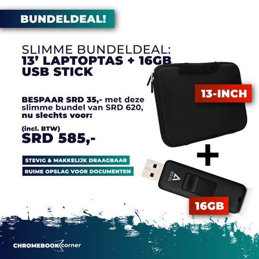 BUNDELDEAL! 13-INCH Laptoptas + USB-Stick!