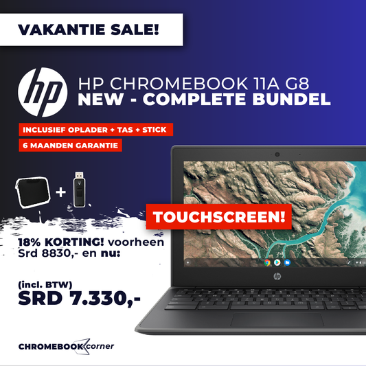 NIEUW HP Chromebook 11A G8 Bundel! Laptop + Tas + USB-stick!